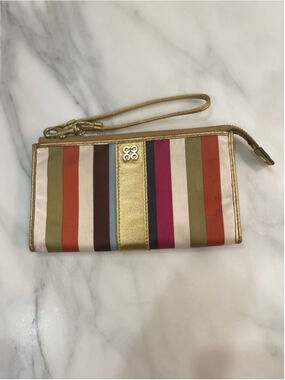 Coach Julia Legacy Satin Striped Gold Multi-color Wristlet Y2K